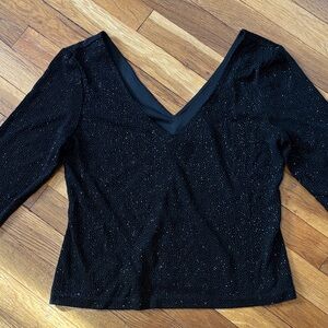 Sparkle Glitter Black Sequin 3/4 Sleeve Top